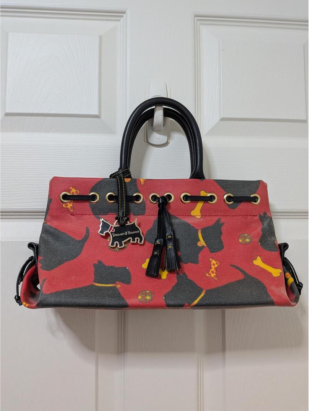 AUTHENTIC Vintage Dooney & Bourke Scottie Dog Red Satchel "Made in USA" V1 Y2K
